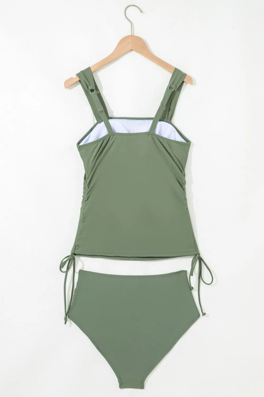 Drawstring Ruched Wide Straps Tankini Set - Tigbul's Variety Fashion Shop