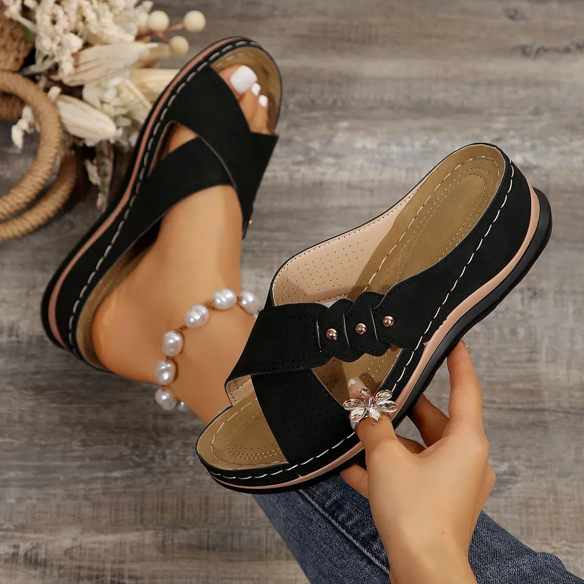 Crisscross Open Toe Wedge Sandals - Tigbul's Variety Fashion Shop