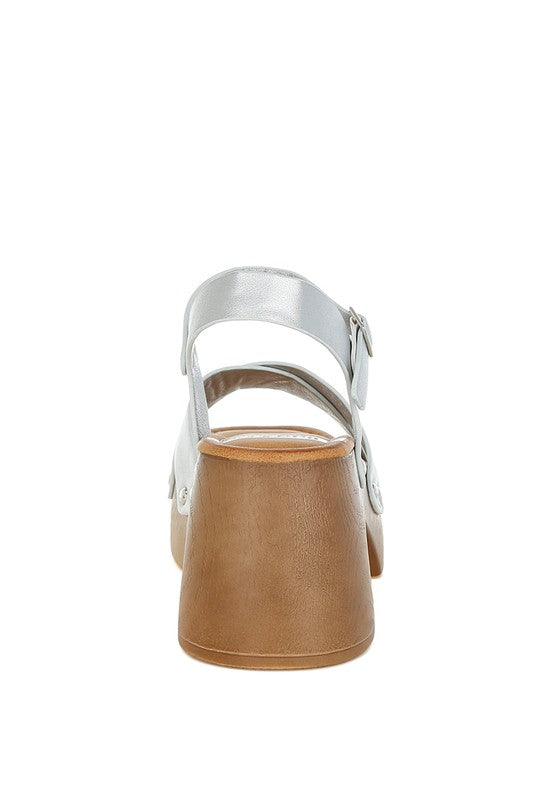Morasa Metallic Pleather Clog Sandals - Tigbul's Variety Fashion Shop