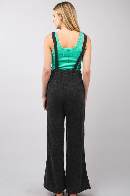 VERY J Texture Washed Wide Leg Overalls - Tigbuls Variety Fashion