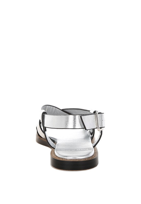 Doata Metallic Genuine Leather Buckled Flats - Tigbul's Variety Fashion Shop