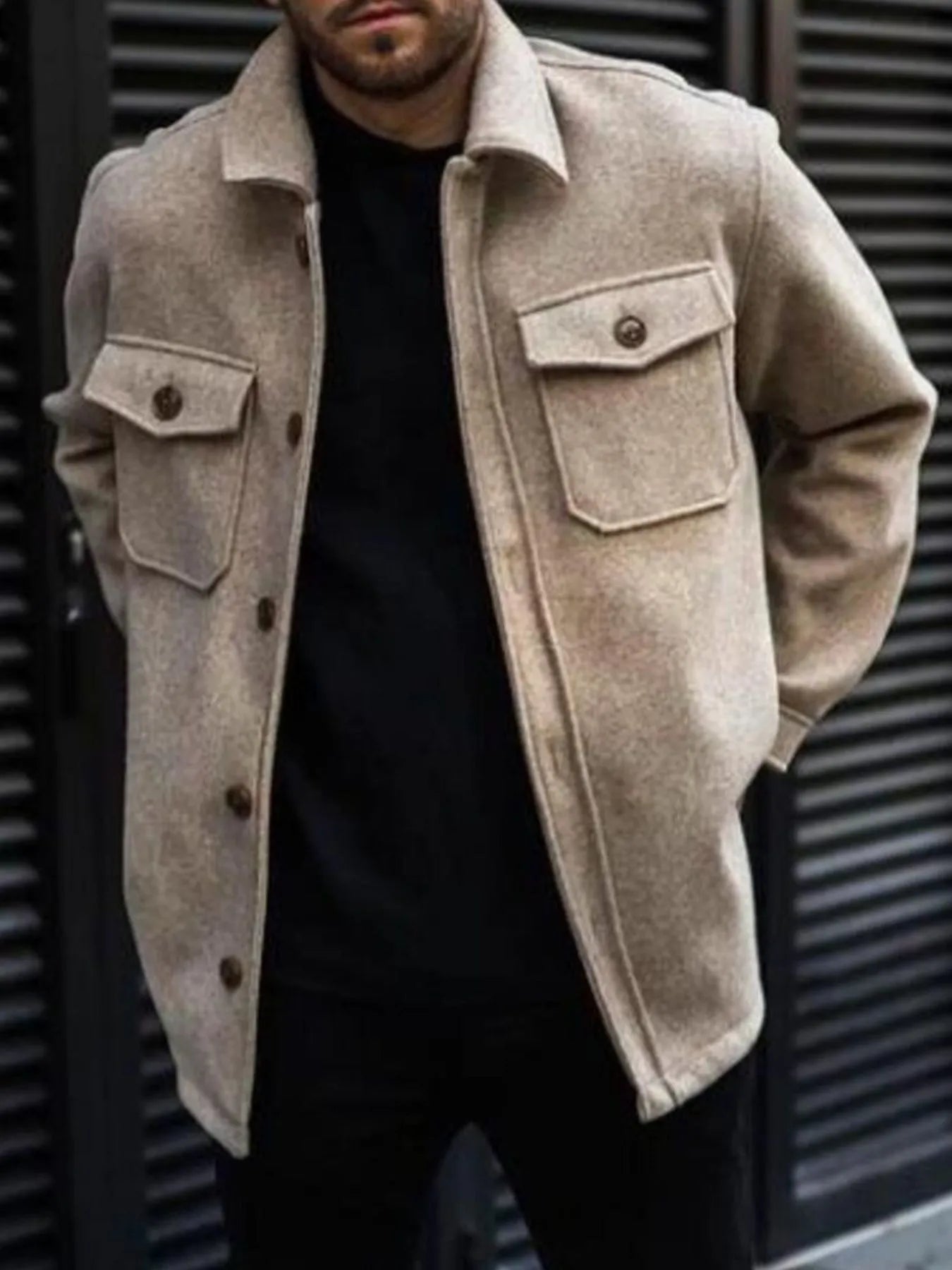 Men's Full Size Button Up Long Sleeve Jacket Plus Size - Tigbul's Variety Fashion Shop