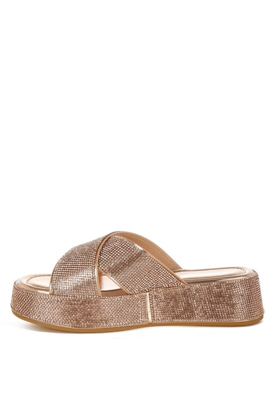 Adena Rhinestone Embellished Flatforms - Tigbul's Variety Fashion Shop