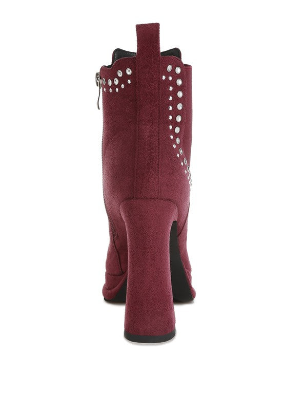 Dalton Studs Embellished High Ankle Boots - Tigbul's Variety Fashion Shop