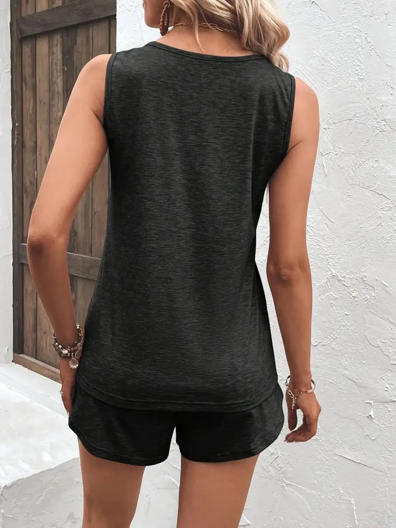 Casual Wide Strap Tank Top and Shorts Set - Tigbul's Variety Fashion Shop