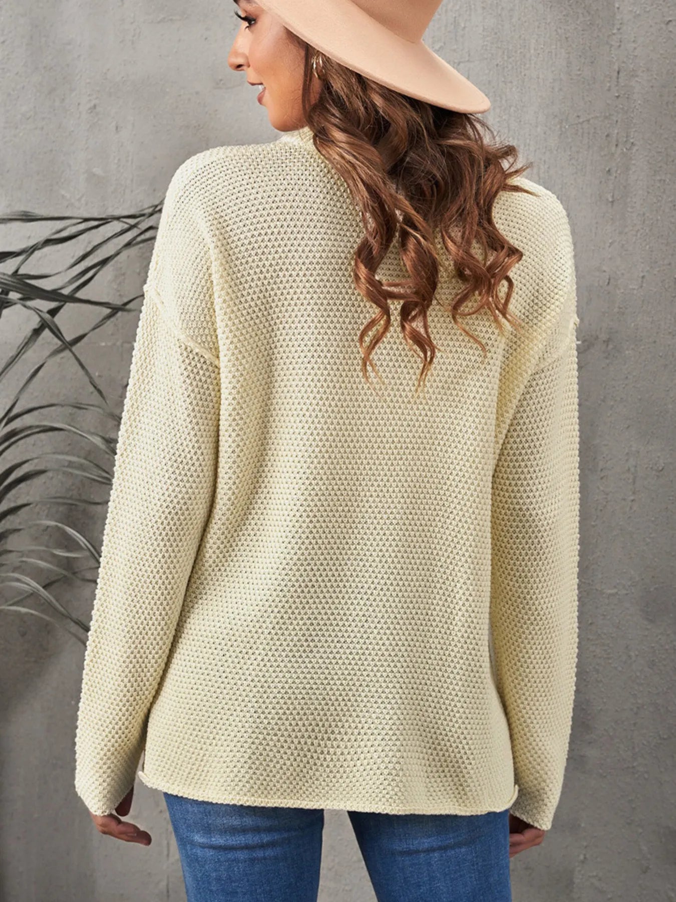 Button Detail Long Sleeve Knit Top - Tigbul's Variety Fashion Shop