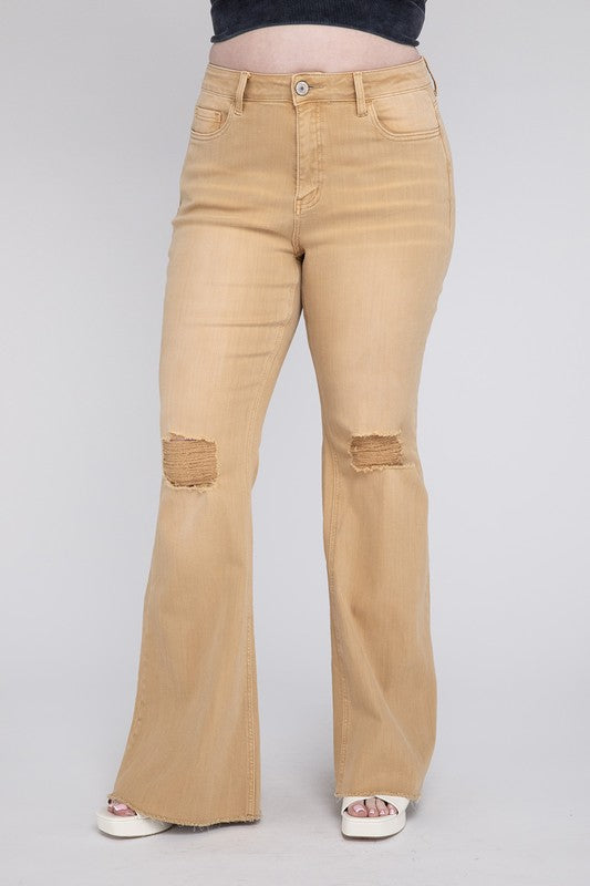 Plus Size High Rise Flare Jeans - Tigbul's Variety Fashion Shop