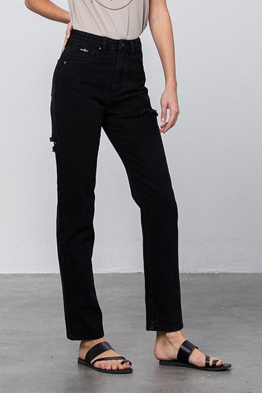 High Waist Destroyed Mom Jeans - Tigbul's Variety Fashion Shop