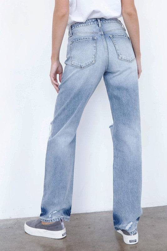 High Waist Loose Straight Jeans - Tigbul's Variety Fashion Shop