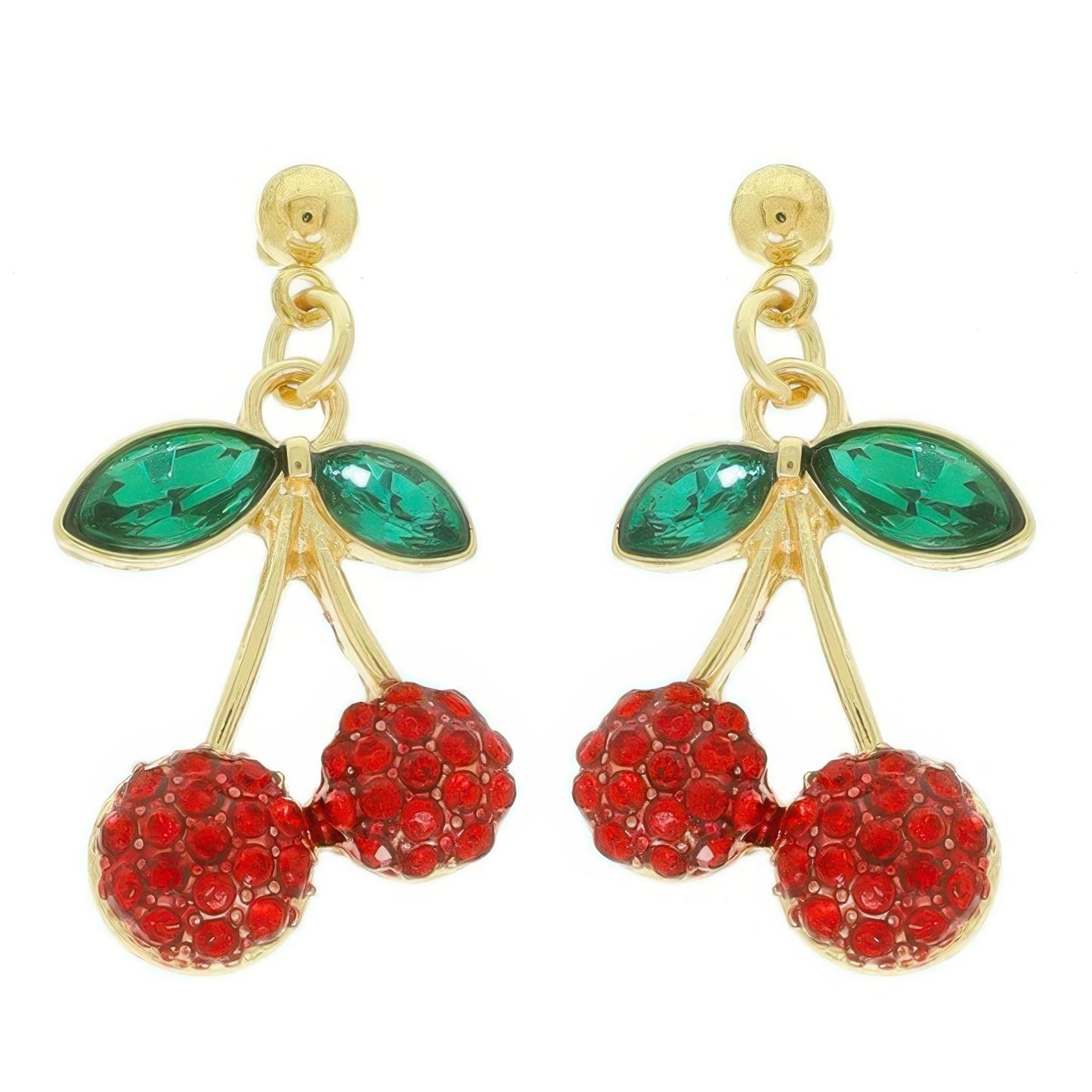 Jeweled Red Cherry Post Earrings - Tigbul's Variety Fashion Shop