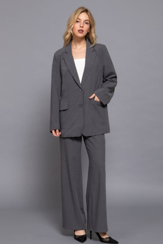 Long slv front button closure blazer - Tigbul's Variety Fashion Shop