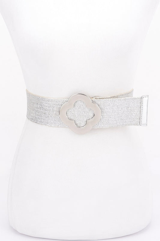 Metal Buckle Metallic Stretch Belt - Tigbul's Variety Fashion Shop