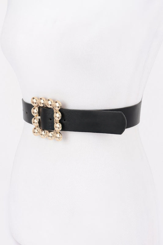 Metal Square Buckle Pu Belt - Tigbul's Variety Fashion Shop