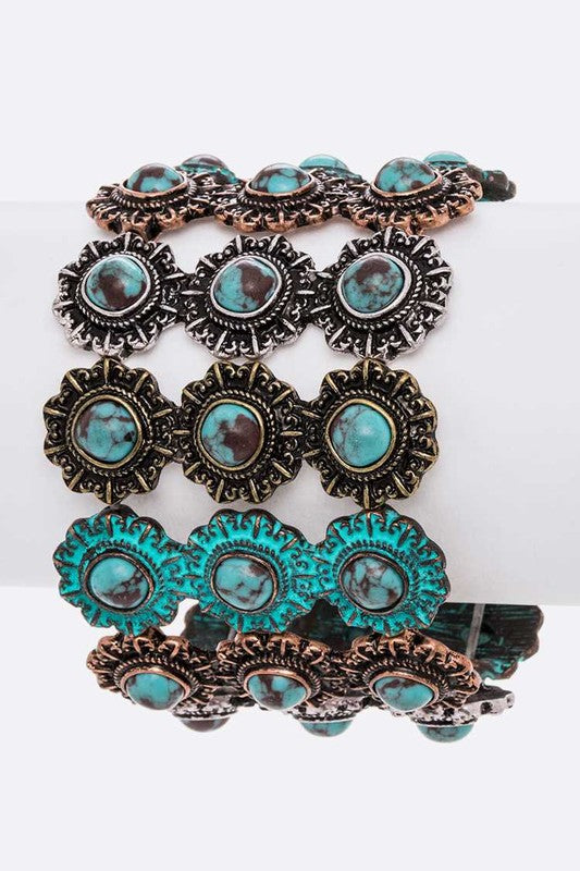 Mix Tone Stone Embellished Western Bracelet - Tigbul's Variety Fashion Shop