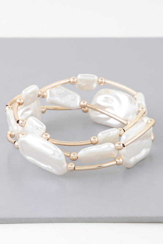Multi Abstract Pearl Stone Tube Bracelet - Tigbul's Variety Fashion Shop