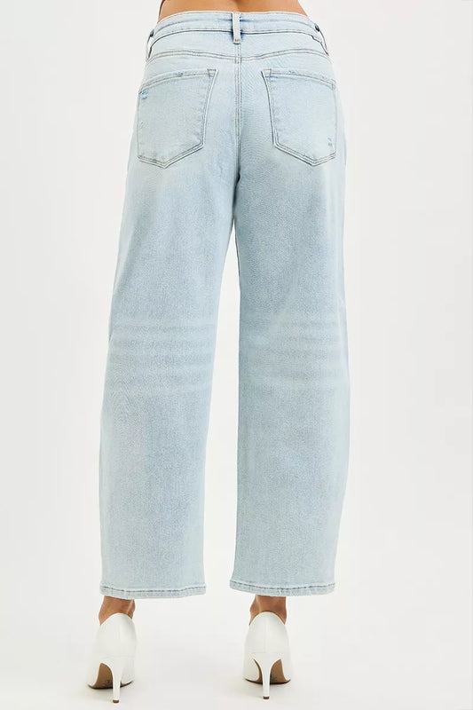 RISEN High Rise Crop Barrel Jeans - Tigbul's Variety Fashion Shop