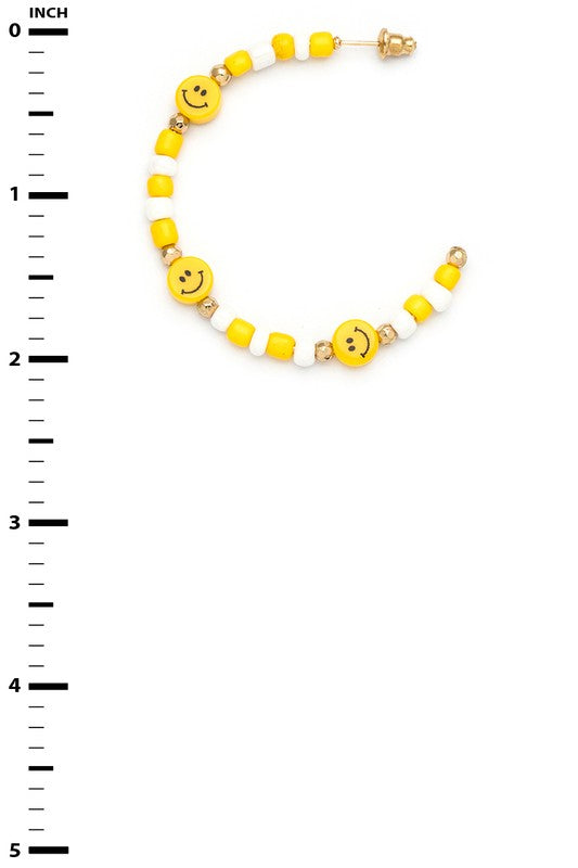 Smiley Face Beaded Hoop Earrings - Tigbul's Variety Fashion Shop