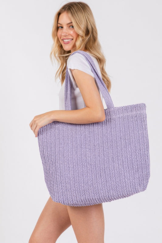 Solid Crochet Straw Bag - Tigbul's Variety Fashion Shop
