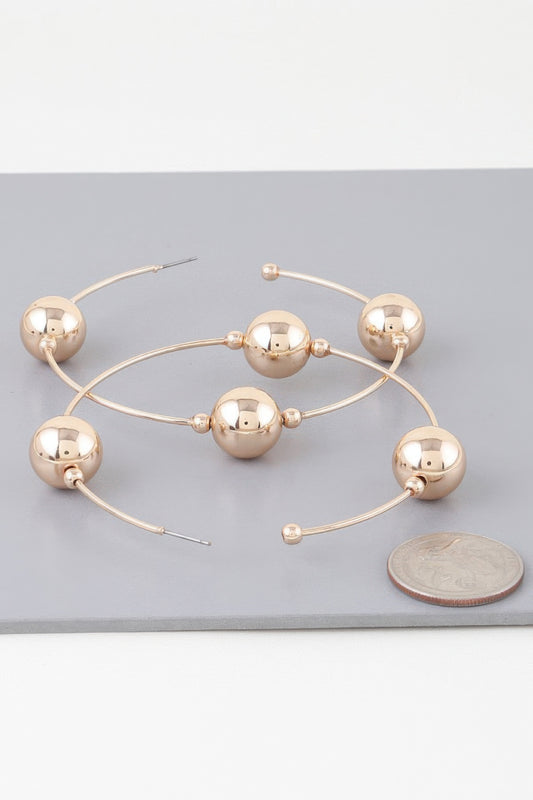 Triple Shiny Bead Hoop Earrings - Tigbul's Variety Fashion Shop