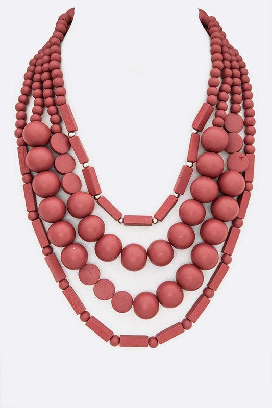 Wooden Beads Layer Statement Necklace - Tigbul's Variety Fashion Shop