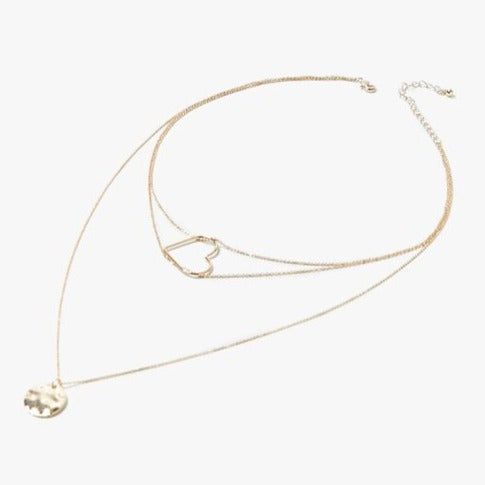 Layered Pendant Necklace Gold Tone 19" - Tigbul's Variety Fashion Shop
