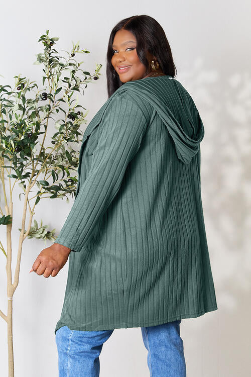 Ribbed Open Front Long Sleeve Cardigan - Tigbuls Variety Fashion