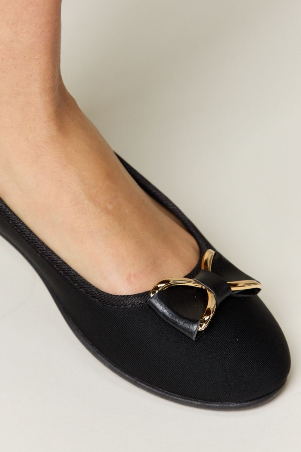 Charcoal Lycra Metal Buckle Flat Loafers - Tigbul's Variety Fashion Shop