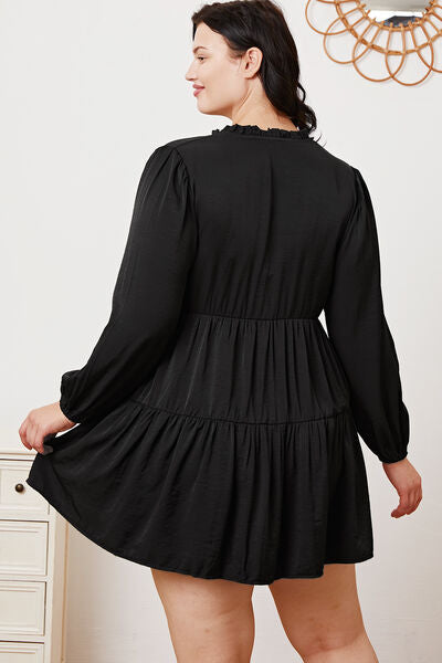 Ruffled Button Up Long Sleeve Tiered Shirt - Tigbul's Variety Fashion Shop