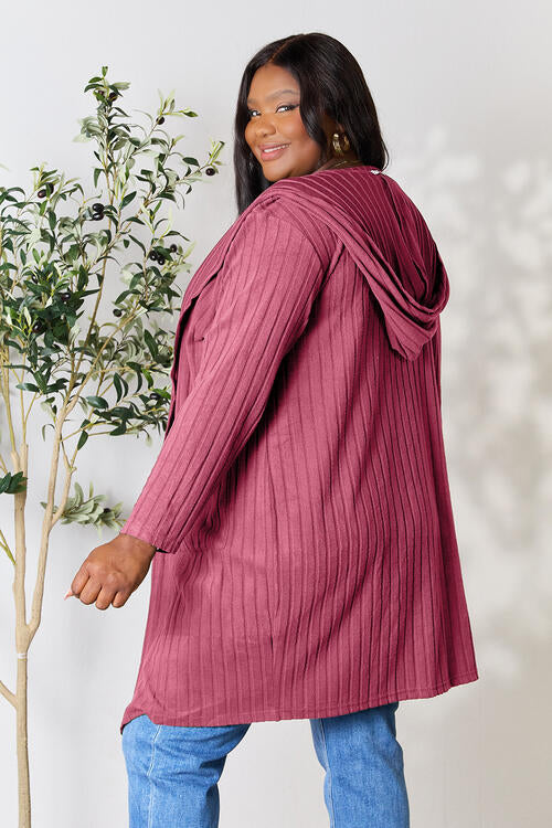 Ribbed Open Front Long Sleeve Cardigan - Tigbuls Variety Fashion