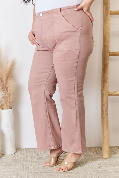 RISEN Mauve High Rise Ankle Flare Jeans - Tigbul's Variety Fashion Shop