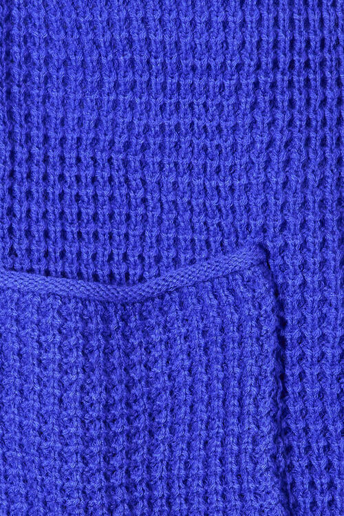 Bright Blue Waffle-Knit Open Front Cardigan - Tigbuls Variety Fashion