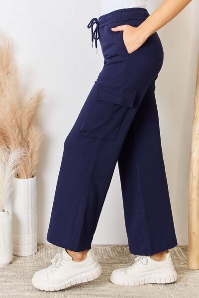 RISEN Drawstring Relaxed Cargo Wide Leg Pants - Tigbul's Variety Fashion Shop