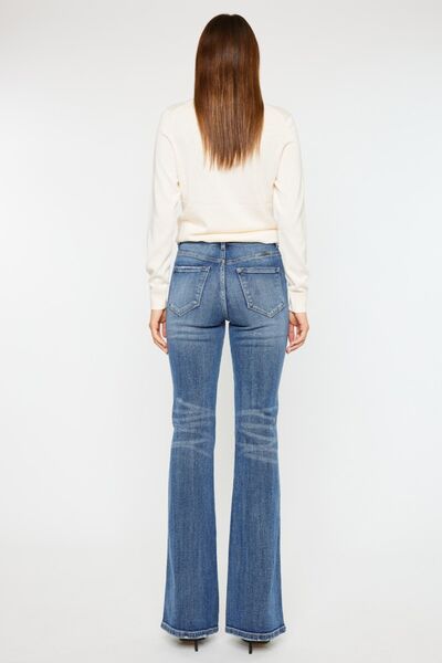 Kancan Cat's Whiskers High Waist Flare Med. Blue Jeans - Tigbul's Variety Fashion Shop