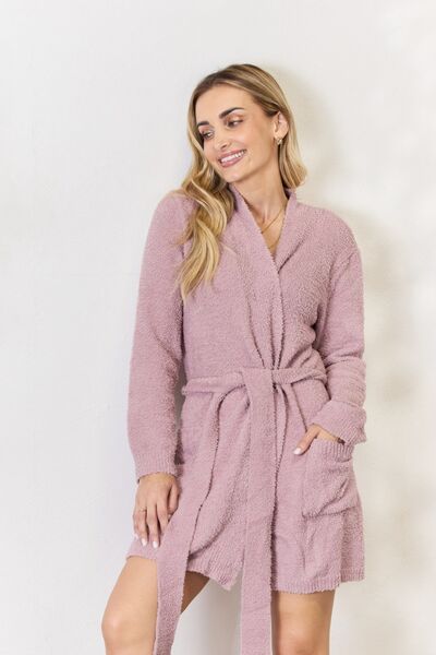 Hailey & Co Tie Front Long Sleeve Robe - Tigbuls Variety Fashion