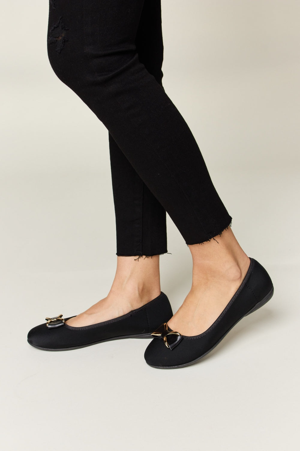 Charcoal Lycra Metal Buckle Flat Loafers - Tigbul's Variety Fashion Shop