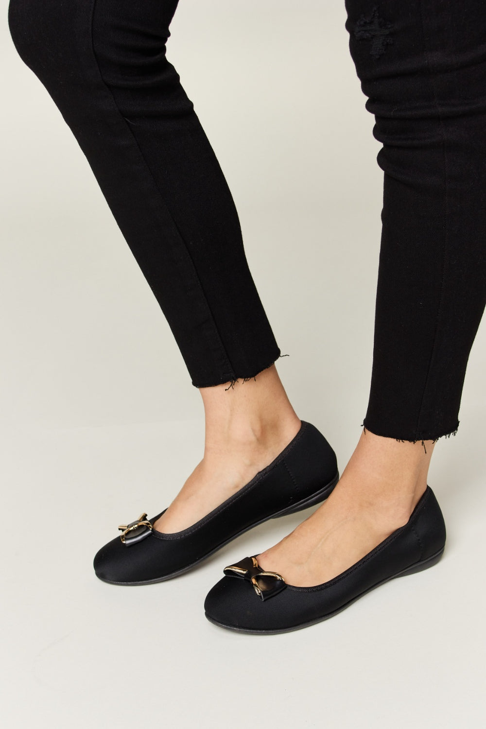 Charcoal Lycra Metal Buckle Flat Loafers - Tigbul's Variety Fashion Shop