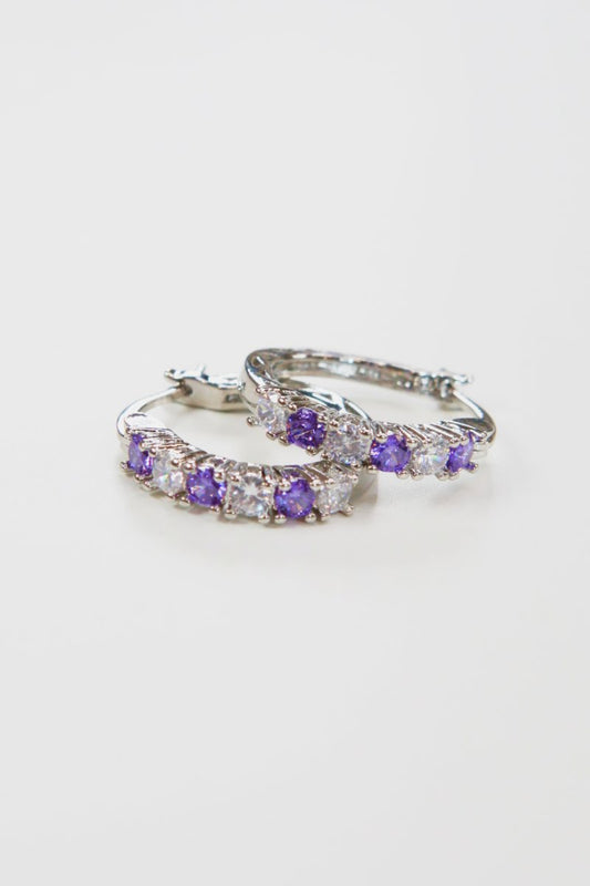 Cubic Zirconia Silver Hoop Earrings 3/4" - Tigbul's Variety Fashion Shop