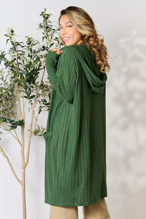 Ribbed Open Front Long Sleeve Cardigan - Tigbuls Variety Fashion