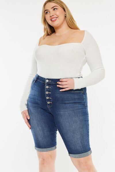 Kancan Full Size Cat's Whiskers Button Fly Denim Shorts - Tigbul's Variety Fashion Shop