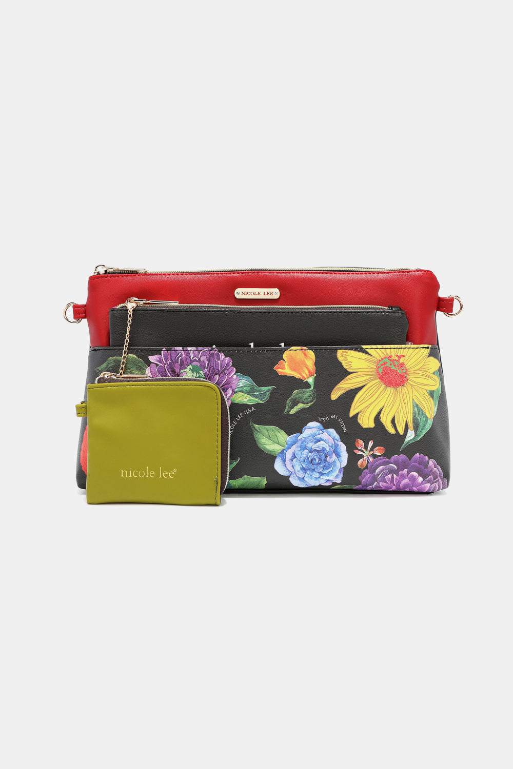 Nicole Lee USA Printed Handbag with Three Pouches - Tigbul's Variety Fashion Shop
