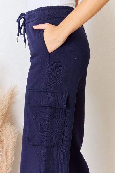 RISEN Drawstring Relaxed Cargo Wide Leg Pants - Tigbul's Variety Fashion Shop