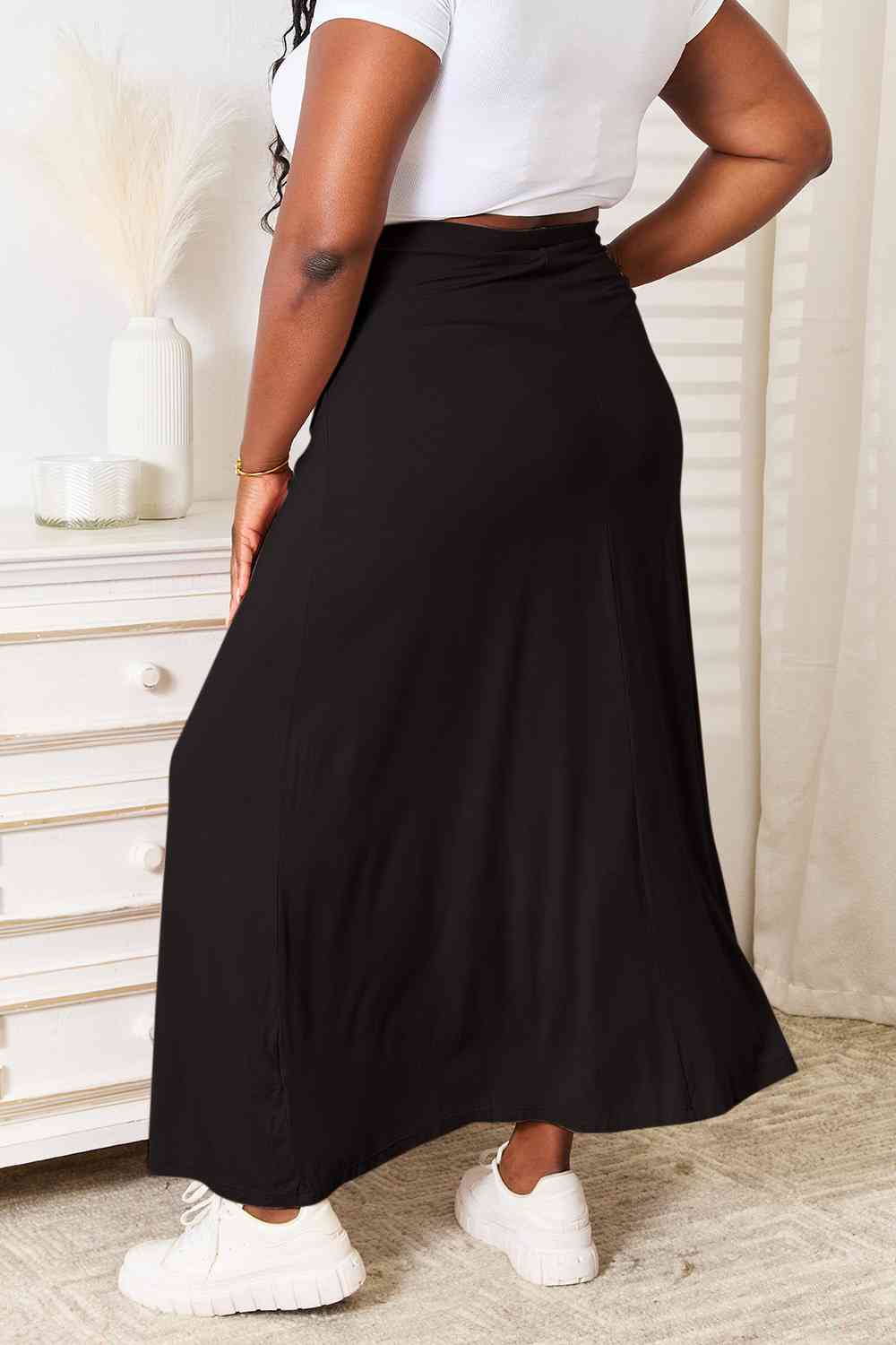 Soft Rayon Drawstring Waist Maxi Skirt Rayon - Tigbul's Variety Fashion Shop