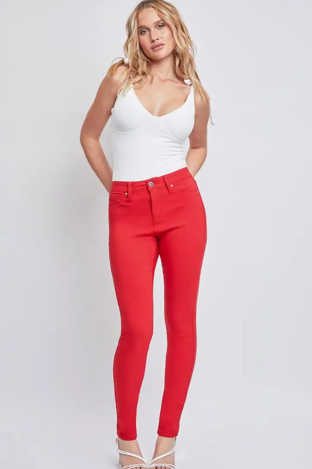 YMI Jeanswear Red Hyperstretch Mid-Rise Skinny Jean Small-3XL - Tigbul's Variety Fashion Shop