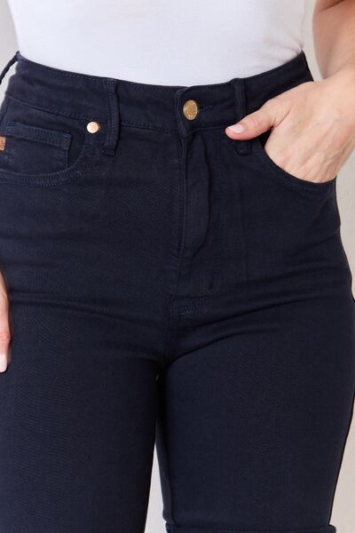 Judy Blue Size Small-4XL Navy High Waist Tummy Control Bermuda Shorts - Tigbul's Variety Fashion Shop