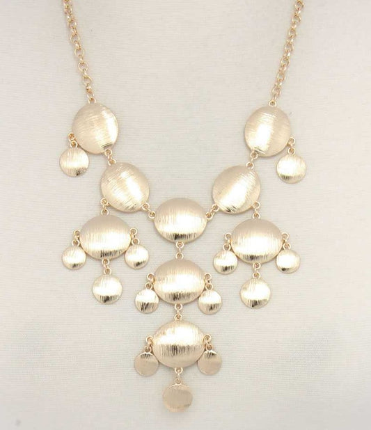 Brushed Oval Shape Dangle Metal Necklace - Tigbul's Variety Fashion Shop