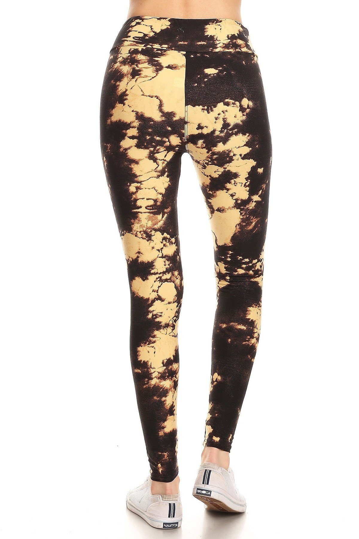 Yoga Style Banded Lined Tie Dye Print, Full Length Leggings In A Slim Fitting Style With A Banded High Waist. - Tigbuls Variety Fashion