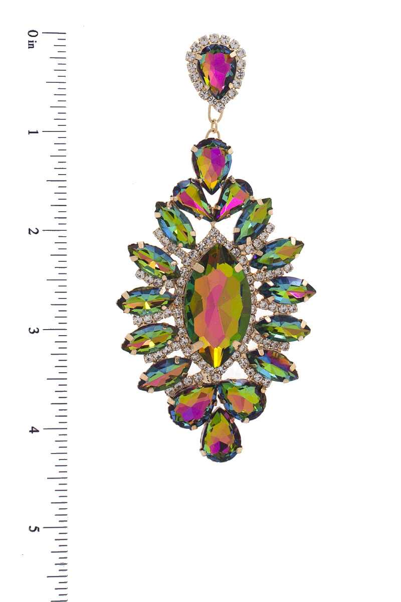 Marquise Rhinestone Dangle Earrings 4.25" - Tigbul's Variety Fashion Shop