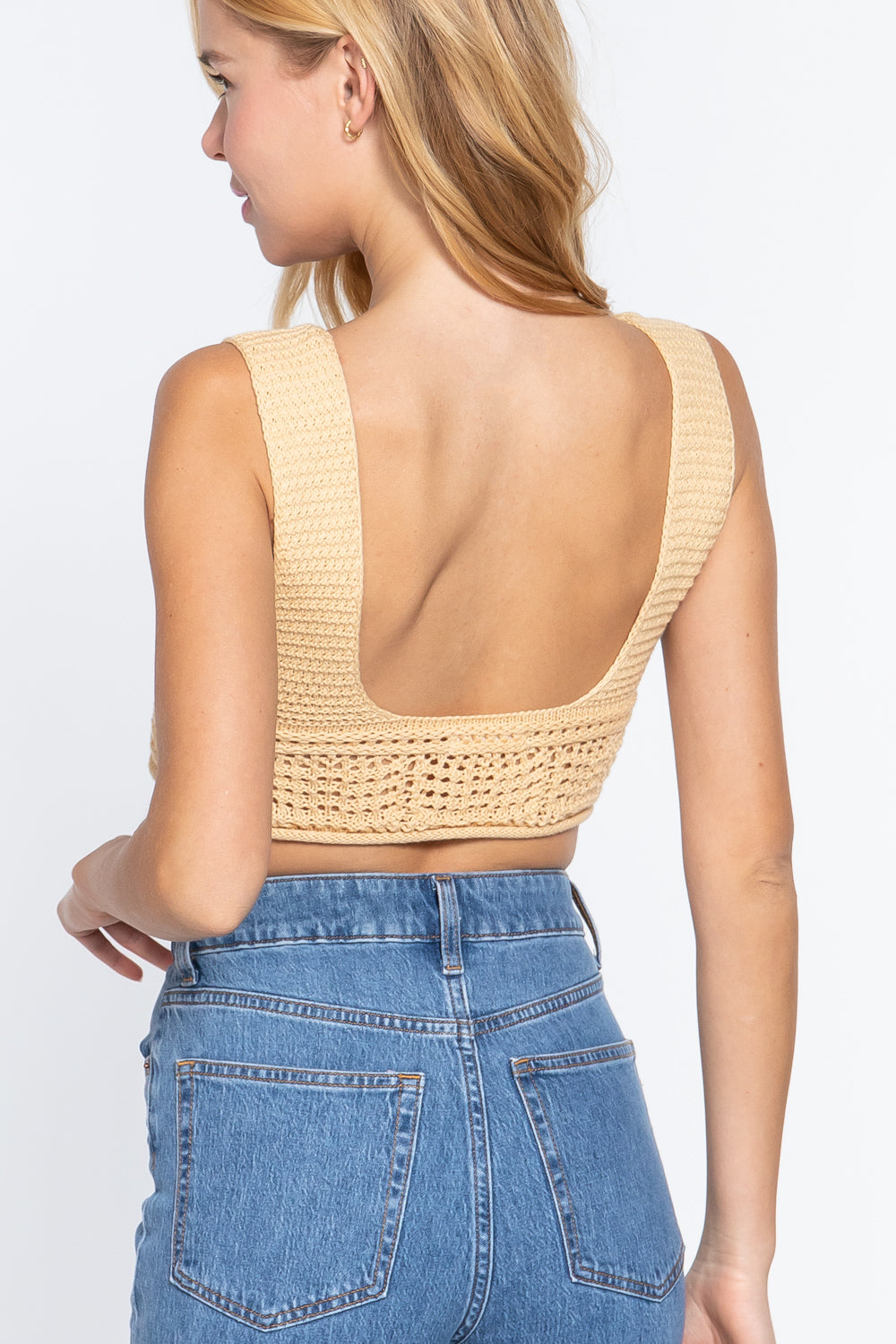 Textured Crop Sweater Tank Top - Tigbul's Fashion