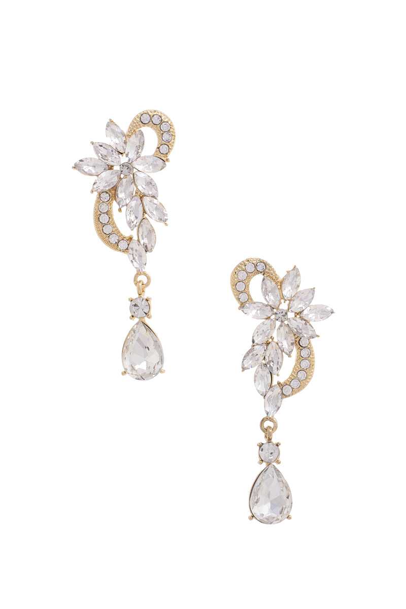 Flower Rhinestone Dangle Earring - Tigbul's Variety Fashion Shop