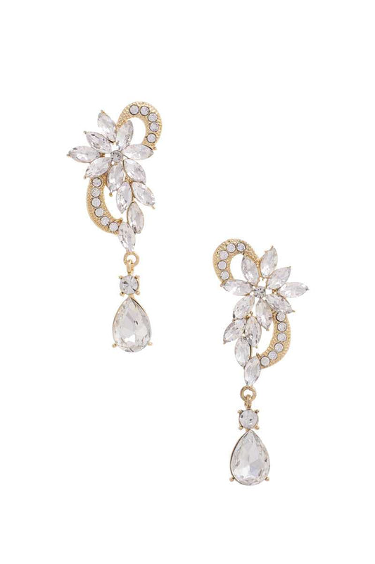 Flower Rhinestone Dangle Earring - Tigbul's Variety Fashion Shop